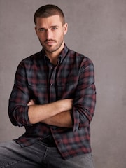 Red Signature Brushed Flannel Check Shirt - Image 1 of 6