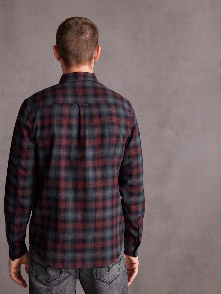 Red Signature Brushed Flannel Check Shirt - Image 3 of 6