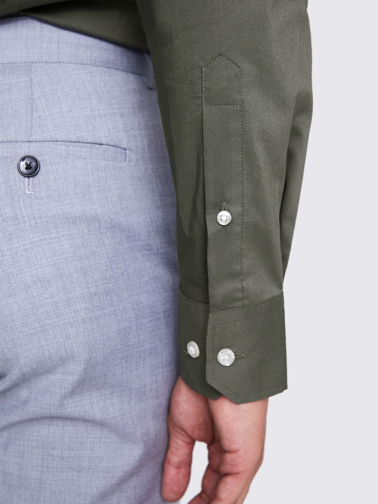 MOSS olive Green Tailored Stretch Shirt - Image 3 of 4