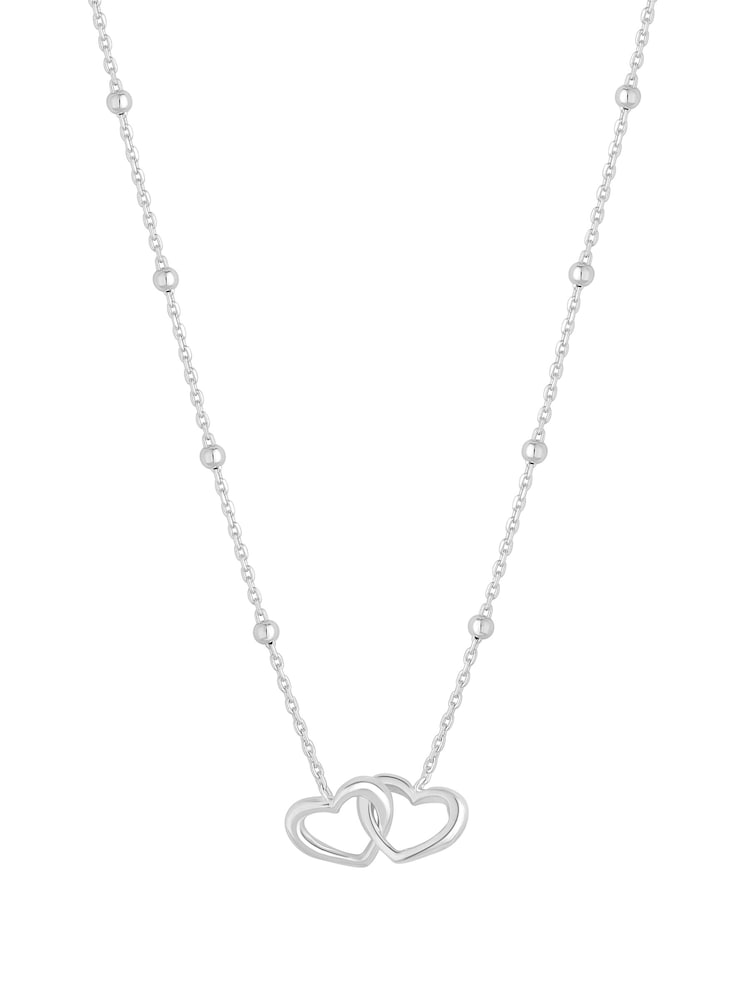Simply Silver Sterling Silver Tone 925 Interlink Heart Necklace - Image 1 of 5 Simply Silver Sterling Silver Tone 925 Interlink Heart Necklace - Image 1 of 5