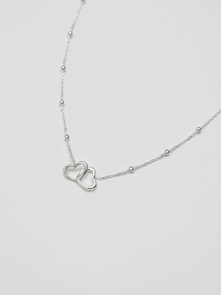 Simply Silver Sterling Silver Tone 925 Interlink Heart Necklace - Image 2 of 5