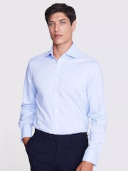 MOSS Blue Tailored Dobby Stretch Shirt - Image 1 of 4