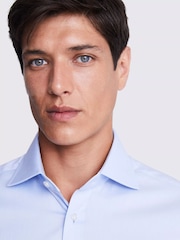 MOSS Blue Tailored Dobby Stretch Shirt - Image 2 of 4