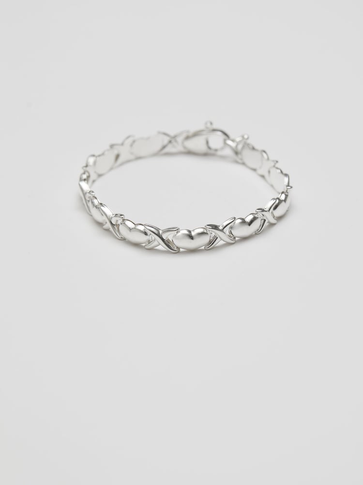 Simply Silver Silver Tone Heart Kiss Bracelet - Image 1 of 2