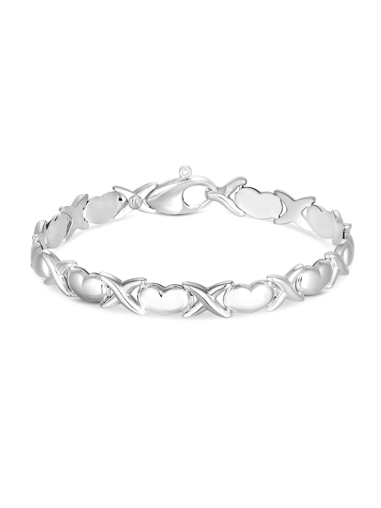 Simply Silver Silver Tone Heart Kiss Bracelet - Image 2 of 2