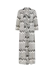 Yumi Black Zig-Zag Crochet Long Knitted Kimono - Image 4 of 4
