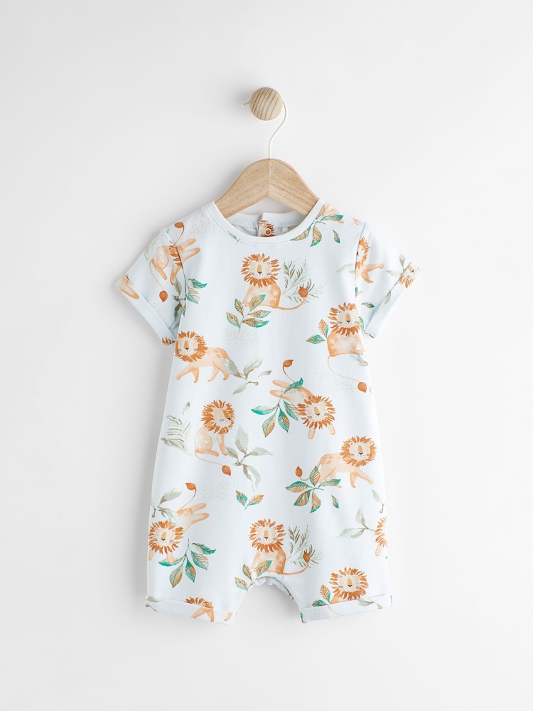 Blau mit Löwenmotiv - Baby Jersey Strampelhöschen aus 100 % Baumwolle - Bild 1 von 10 Blau mit Löwenmotiv - Baby Jersey Strampelhöschen aus 100 % Baumwolle - Bild 1 von 10