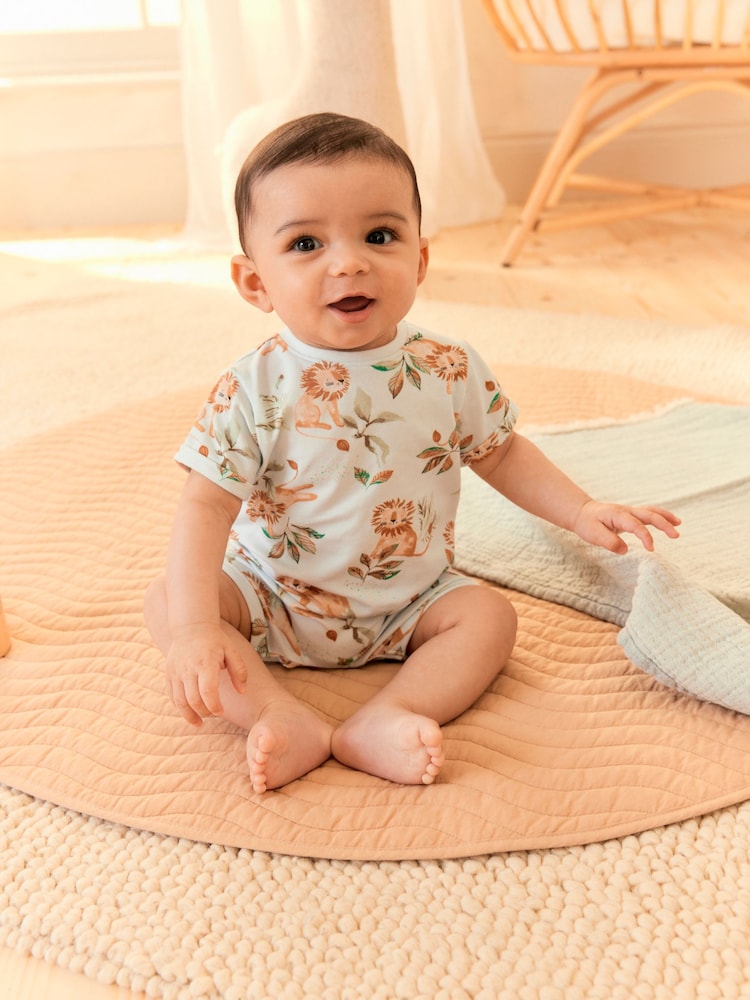 Blau mit Löwenmotiv - Baby Jersey Strampelhöschen aus 100 % Baumwolle - Bild 2 von 10 Blau mit Löwenmotiv - Baby Jersey Strampelhöschen aus 100 % Baumwolle - Bild 2 von 10