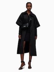 AllSaints Black Tina Trench 100% Cotton Coat - Image 3 of 9