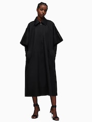 AllSaints Black Tina Trench 100% Cotton Coat - Image 4 of 9