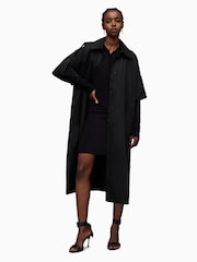 AllSaints Black Tina Trench 100% Cotton Coat - Image 5 of 9
