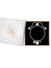 Lipsy Jewellery Silver Tone Crystal Pave Heart Toggle Bracelet - Image 1 of 4
