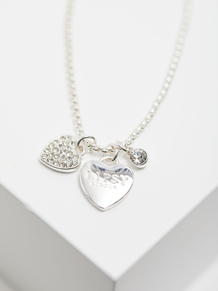 Lipsy Jewellery Silver Tone Crystal Pave Heart Toggle Bracelet - Image 4 of 4