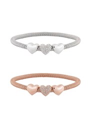 Lipsy Jewellery Black Heart Mesh Stretch Bracelet Gift Boxed Pack of 2 - Image 2 of 3