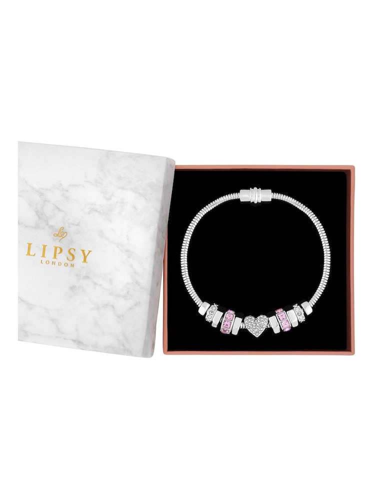 Lipsy Jewellery Silver Heart Magnetic Bracelet Gift Boxed - Image 1 of 4