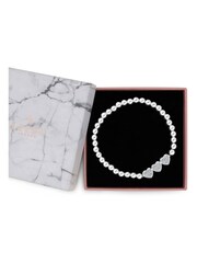 Lipsy Jewellery Silver Tone Crystal Heart Charm Stretch Bracelet Gift - Image 2 of 4