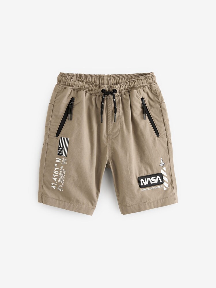 Neutral 100% Cotton NASA Pull-On Shorts (4-16yrs) - Image 1 of 3 Neutral 100% Cotton NASA Pull-On Shorts (4-16yrs) - Image 1 of 3