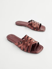 Metallic Regular/Wide Fit Forever Comfort® Cross Strap Mules - Image 5 of 9