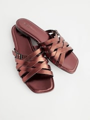 Metallic Regular/Wide Fit Forever Comfort® Cross Strap Mules - Image 8 of 9
