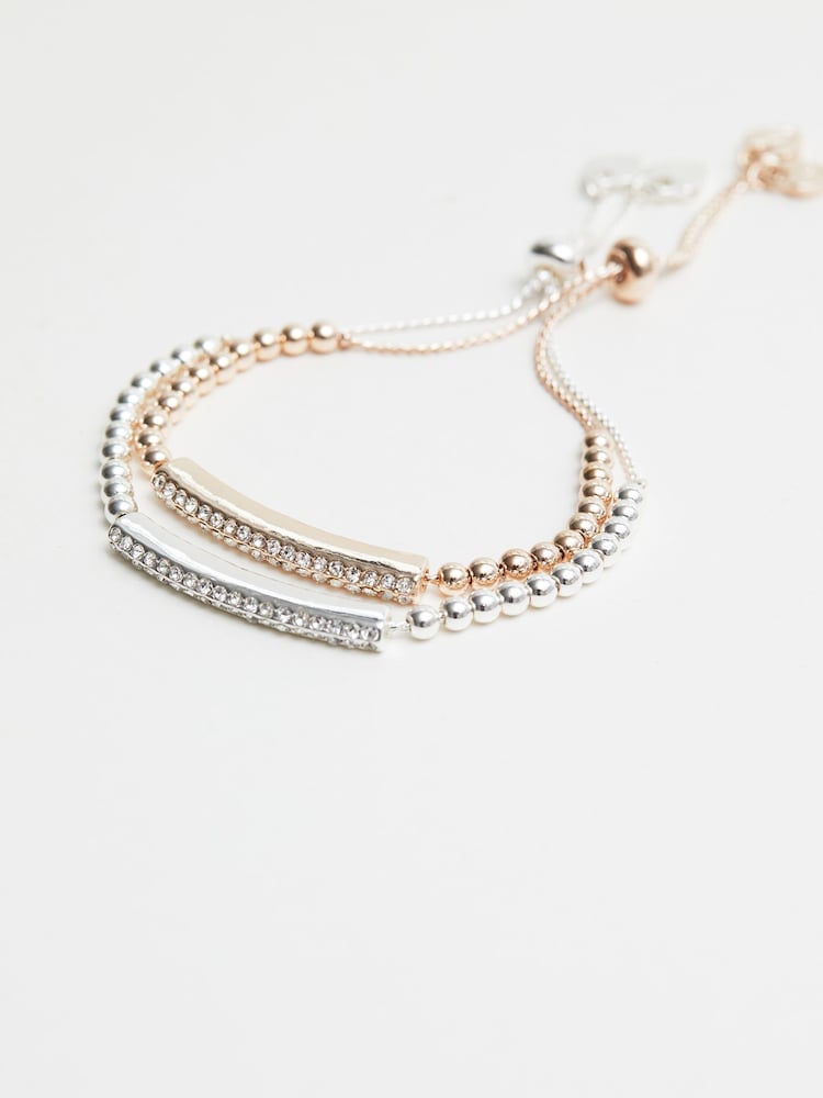 Lipsy Two Tone Bar 2 Pack Toggle Bracelet - Gift Boxed - Image 2 of 4