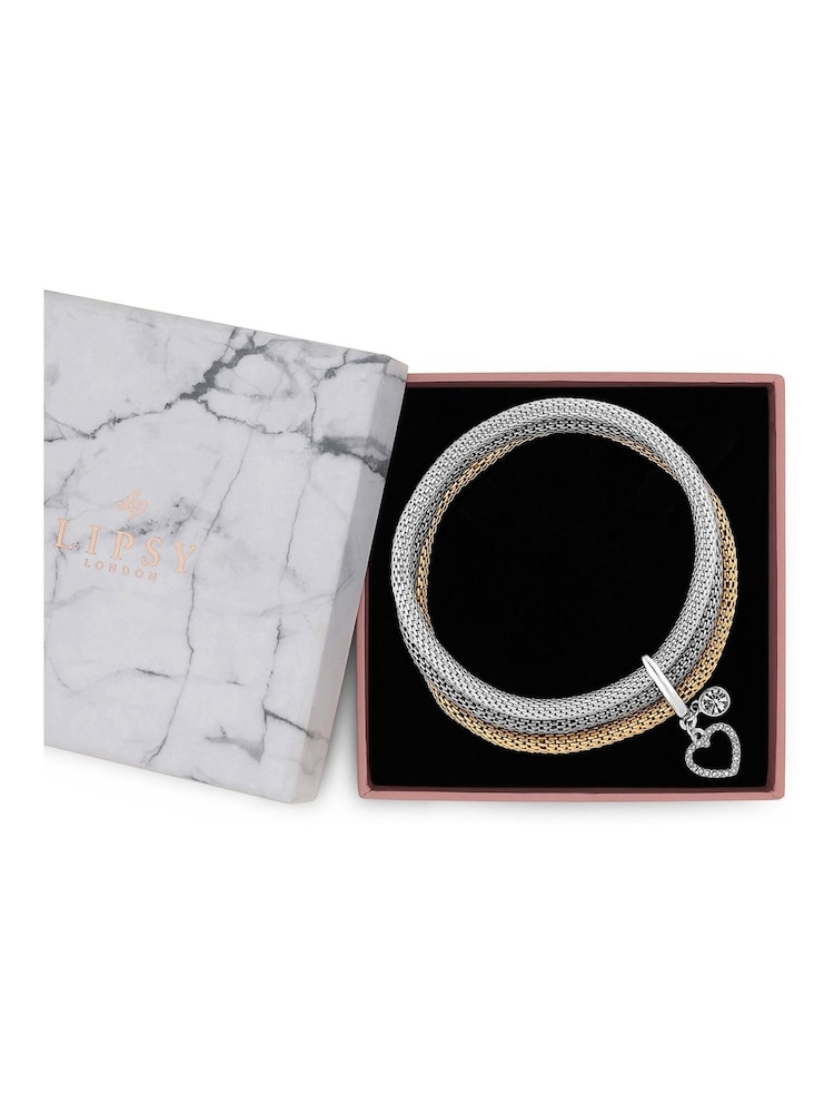 Lipsy Jewellery White Mesh Stretch Bracelets 3 Pack - Image 2 of 2