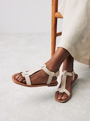 Bone Regular/Wide Fit Forever Comfort® Leather T-Bar Sandals - Image 1 of 8