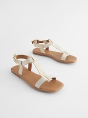Bone Regular/Wide Fit Forever Comfort® Leather T-Bar Sandals - Image 3 of 8