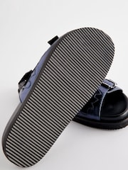 Navy Metallic Leather Western Footbed Sandals - Image 4 of 5