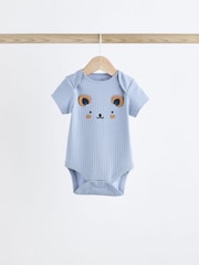 Navy Bear Baby Rib 100% Cotton Bodysuits 3 Pack - Image 3 of 12
