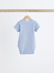 Navy Bear Baby Rib 100% Cotton Bodysuits 3 Pack - Image 4 of 12