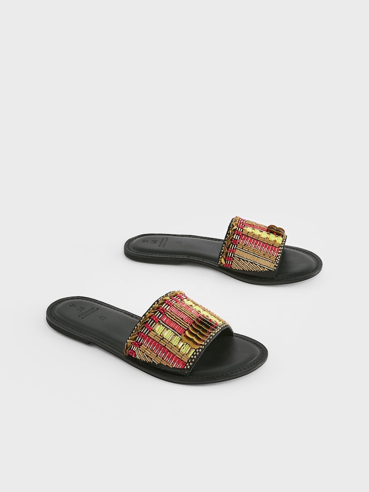 Multi Standard/Wide Fit Forever Comfort® Leather Beaded Mules - Image 2 of 6