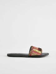 Multi Standard/Wide Fit Forever Comfort® Leather Beaded Mules - Image 3 of 6