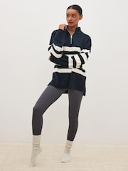 Navy Blue Stripe Half Zip Knit Stripe Jumper - Image 2 of 6