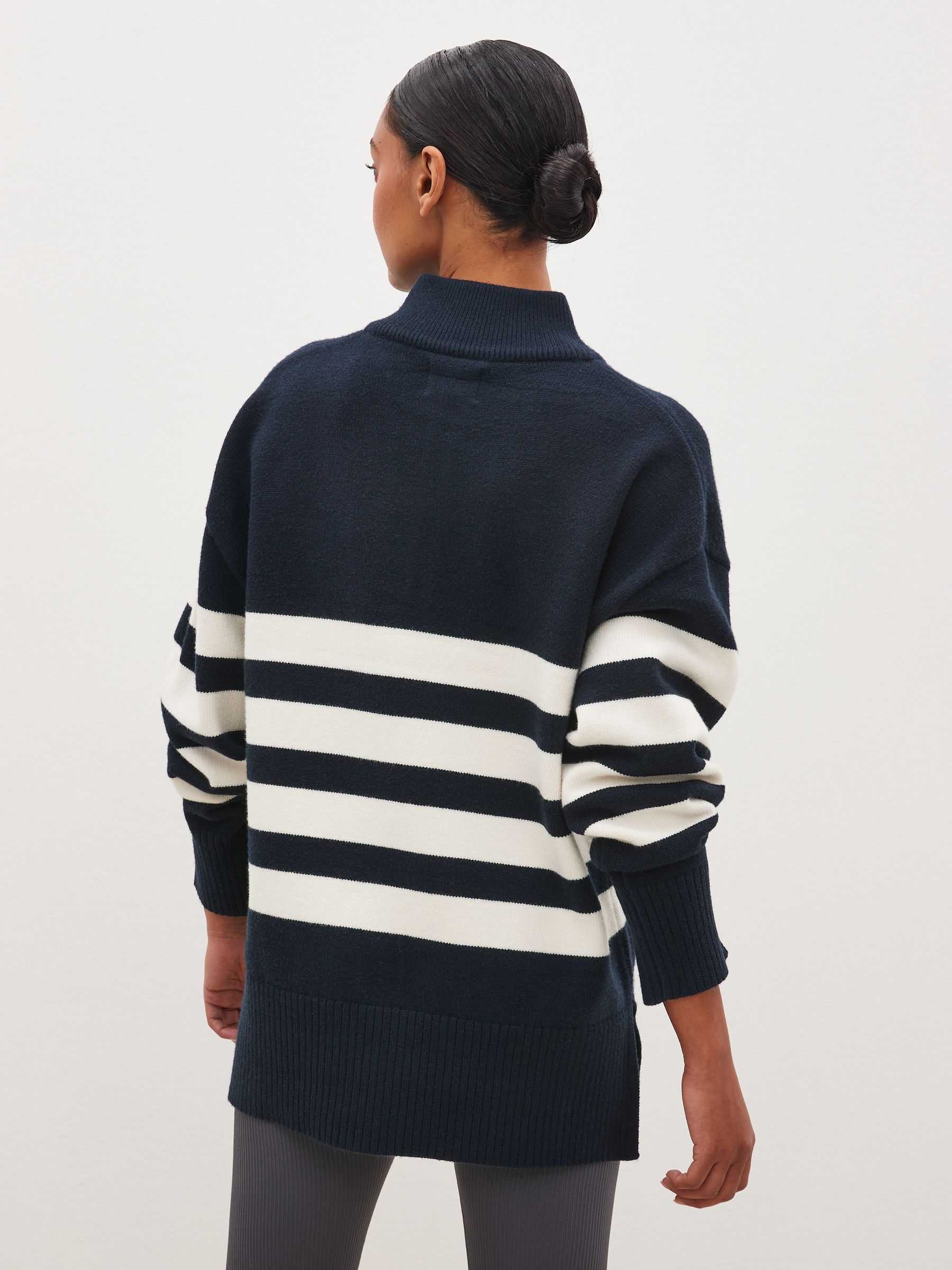 Buy Navy Blue Stripe Half Zip Knit Stripe Jumper from Next Luxembourg