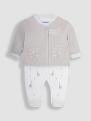 JoJo Maman Bébé Grey 2-Piece Welcome Little One Sleepsuit & Jacket Set - Image 1 of 4