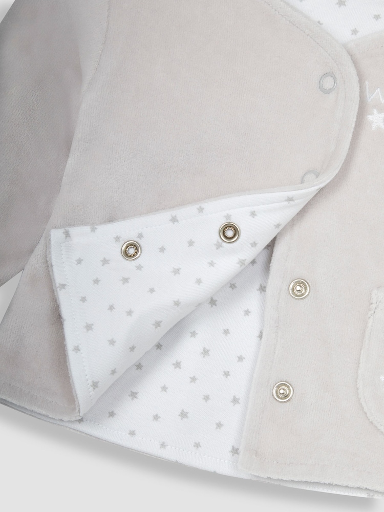 JoJo Maman Bébé Grey 2-Piece Welcome Little One Sleepsuit & Jacket Set - Image 4 of 4