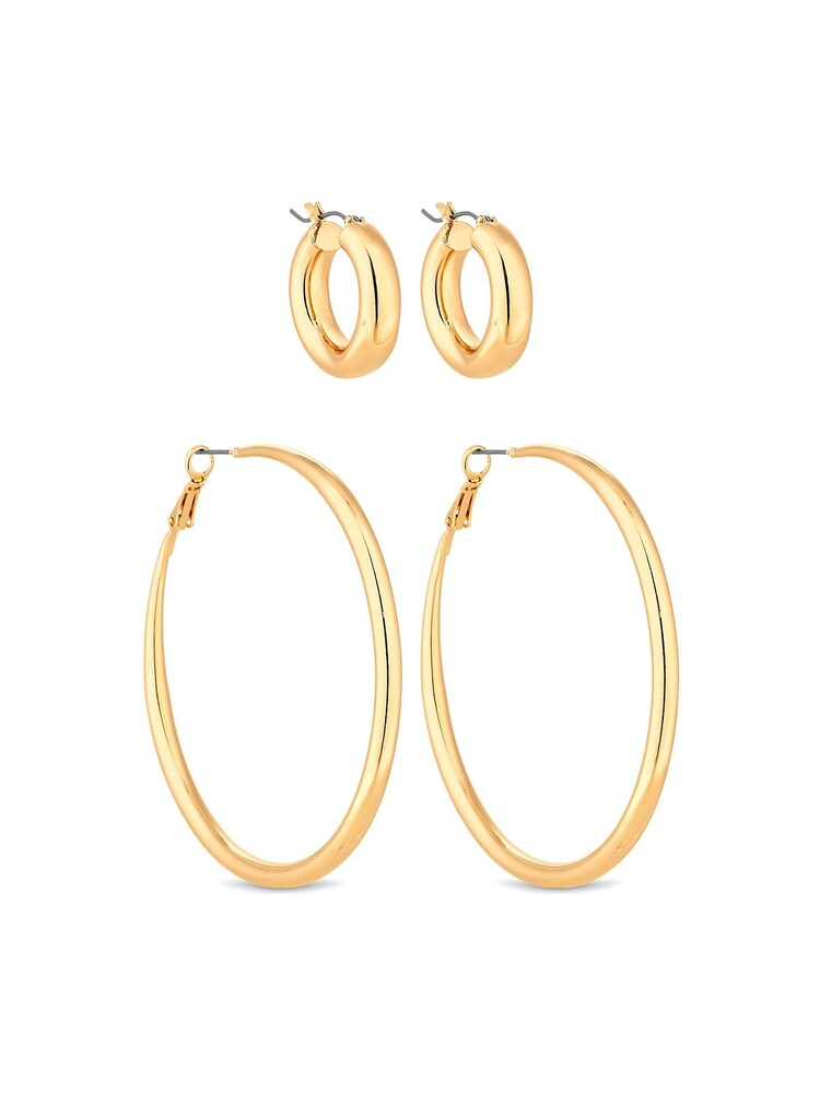 Lipsy Jewellery Gold Hoop Earrings 2 Pack - Image 1 of 4