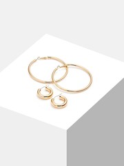 Lipsy Jewellery Gold Hoop Earrings 2 Pack - Image 3 of 4