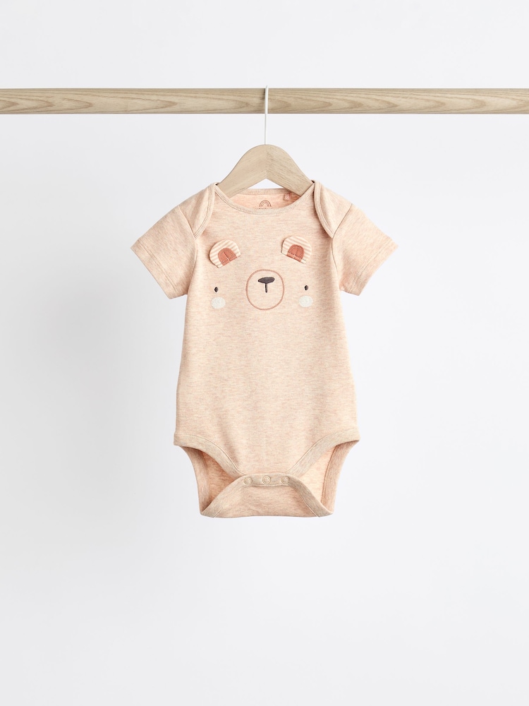 Neutral mit Bärendesign - Kurzarm-Bodys für Babys aus 100 % Baumwolle im 3er-Pack - Bild 2 von 10