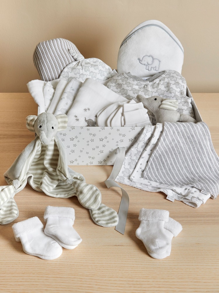 JoJo Maman Bébé Grey Ultimate New Baby Elephant Gift Set - Image 1 of 12