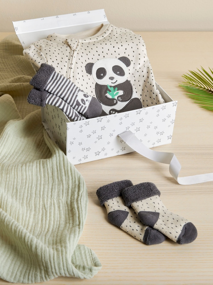 JoJo Maman Bébé Stone New Baby Panda Gift Set - Image 1 of 4