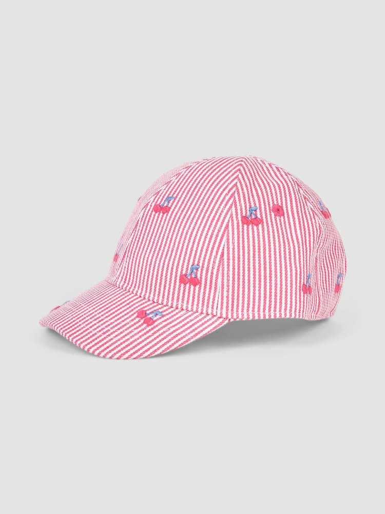 JoJo Maman Bébé Pink Cherry Embroidered Cap - Image 1 of 3