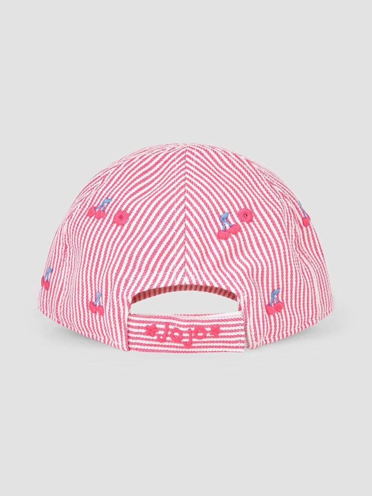 JoJo Maman Bébé Pink Cherry Embroidered Cap - Image 2 of 3