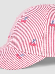 JoJo Maman Bébé Pink Cherry Embroidered Cap - Image 3 of 3