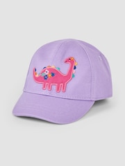 JoJo Maman Bébé Lilac Dino Embroidered Cap - Image 1 of 3