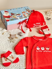 JoJo Maman Bébé Red My First Christmas Baby Gift Set - Image 1 of 5