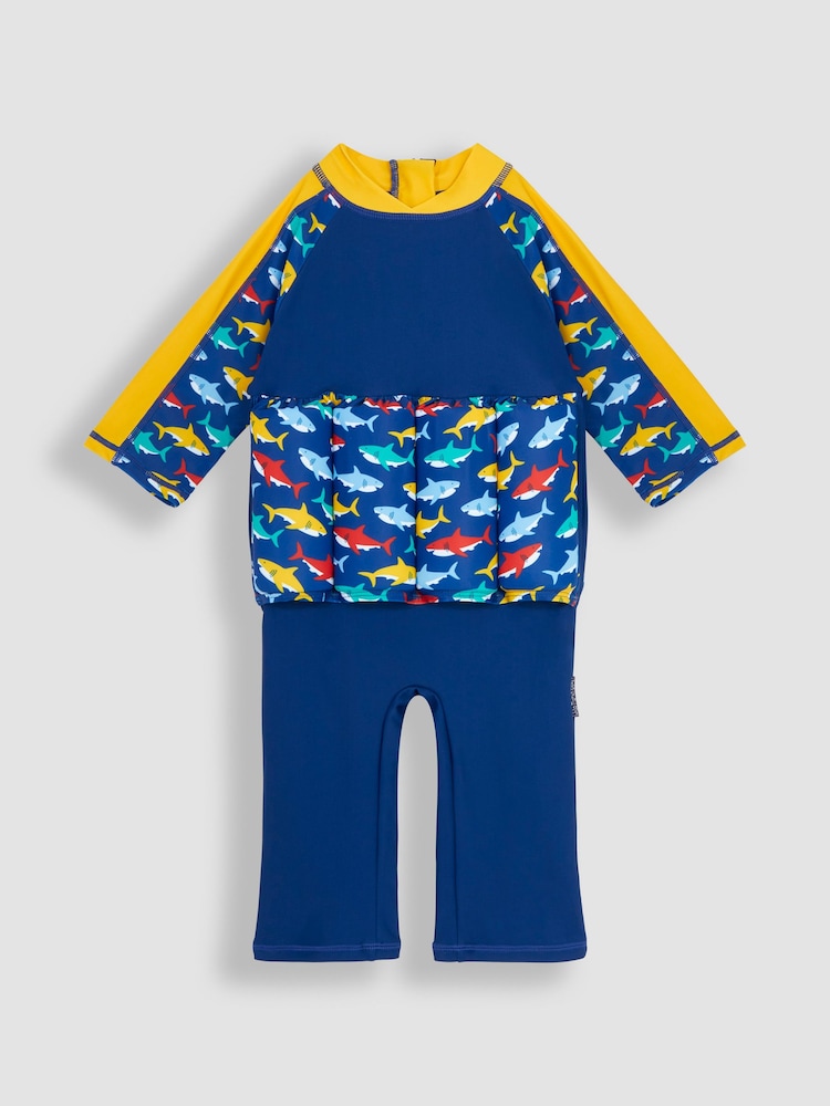 JoJo Maman Bébé Shark UPF 50 Sun Protection Float Suit - Image 1 of 4