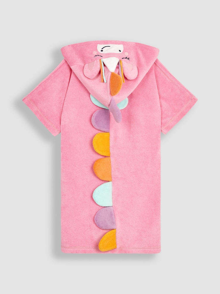 JoJo Maman Bébé Pink Towelling Hooded Poncho - Image 3 of 5