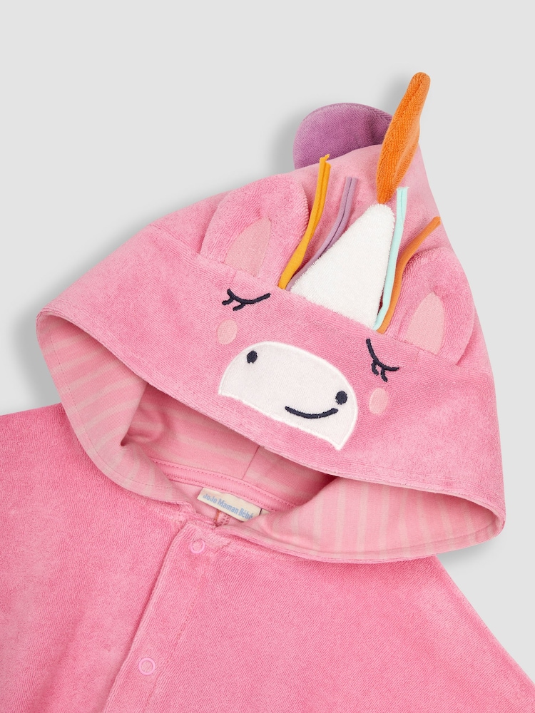 JoJo Maman Bébé Pink Towelling Hooded Poncho - Image 4 of 5