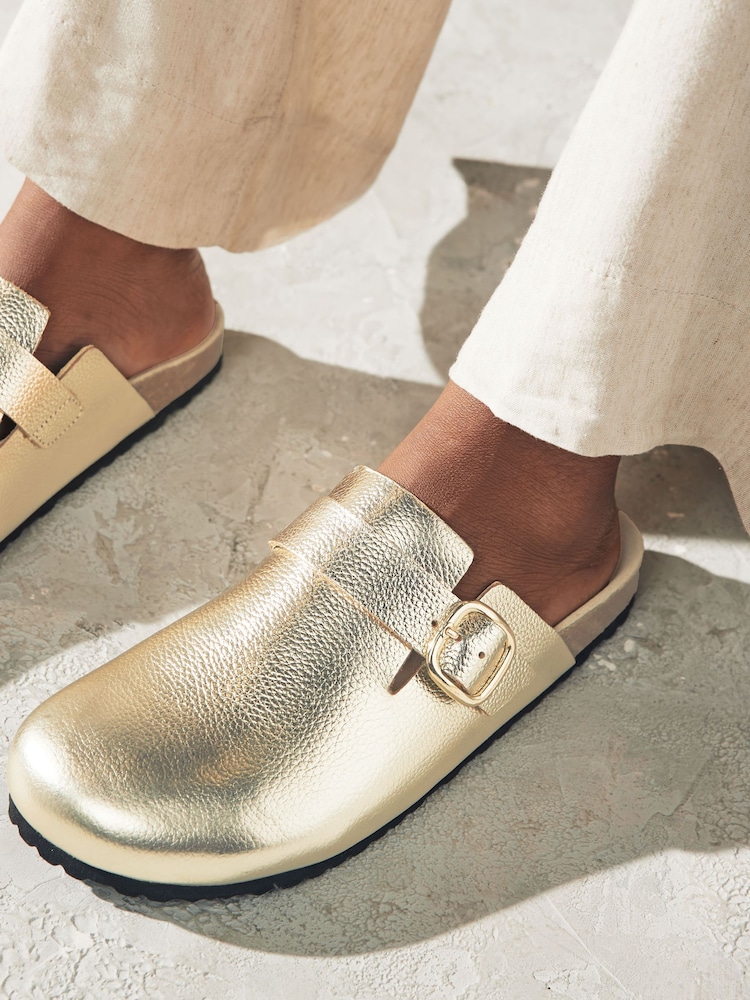 Gold Forever Comfort® Leather Footbed Clogs - Image 2 of 6